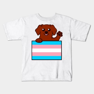 Love is Love Puppy - Red Trans Pride Flag Kids T-Shirt